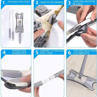 X-Type microfiber flat mop full set with handle