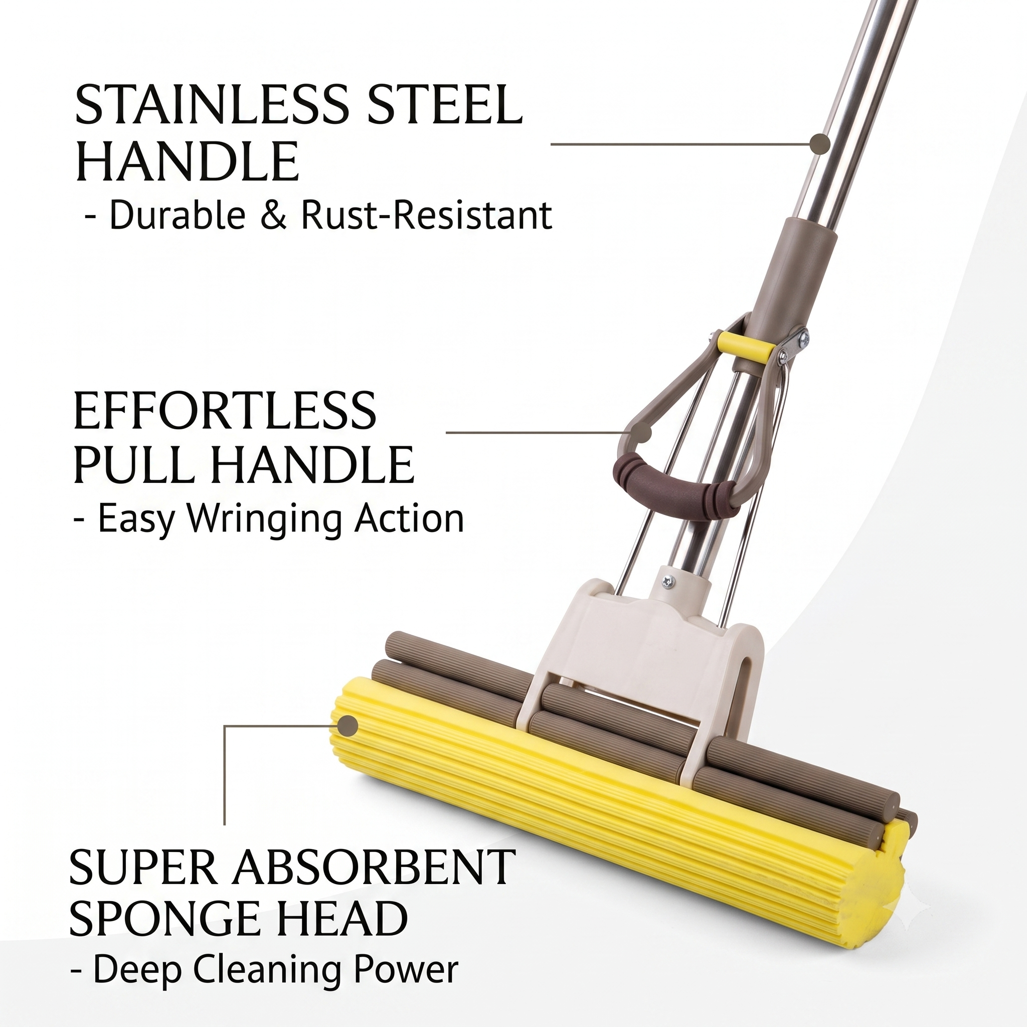 Super Absorbent Sponge Mop with Adjustable Handle & Refills