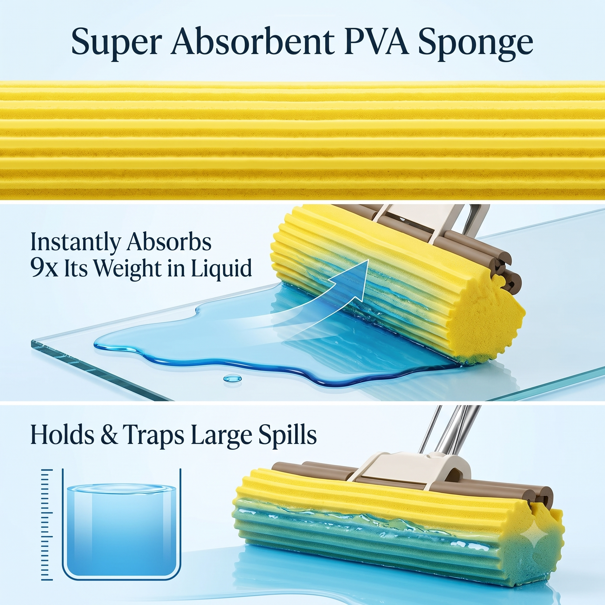 Super Absorbent Sponge Mop with Adjustable Handle & Refills