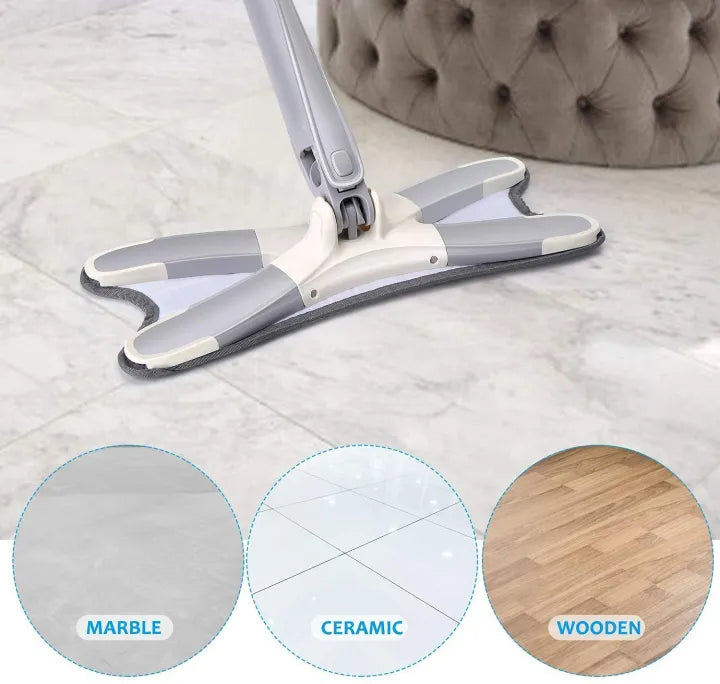 X-Type Microfiber Flat Mop with 360° Hands-Free Squeeze